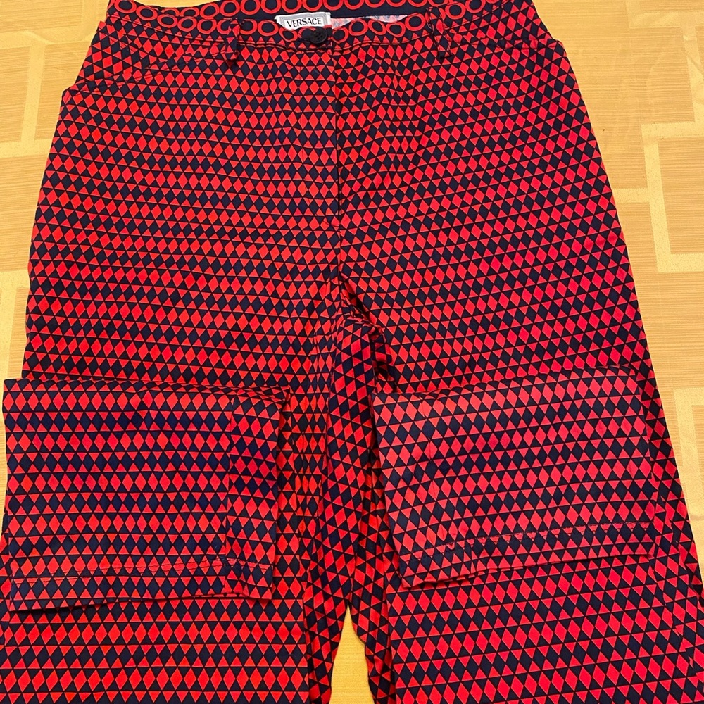 Versace Sport NWOT red/navy Geometric Pants size 4